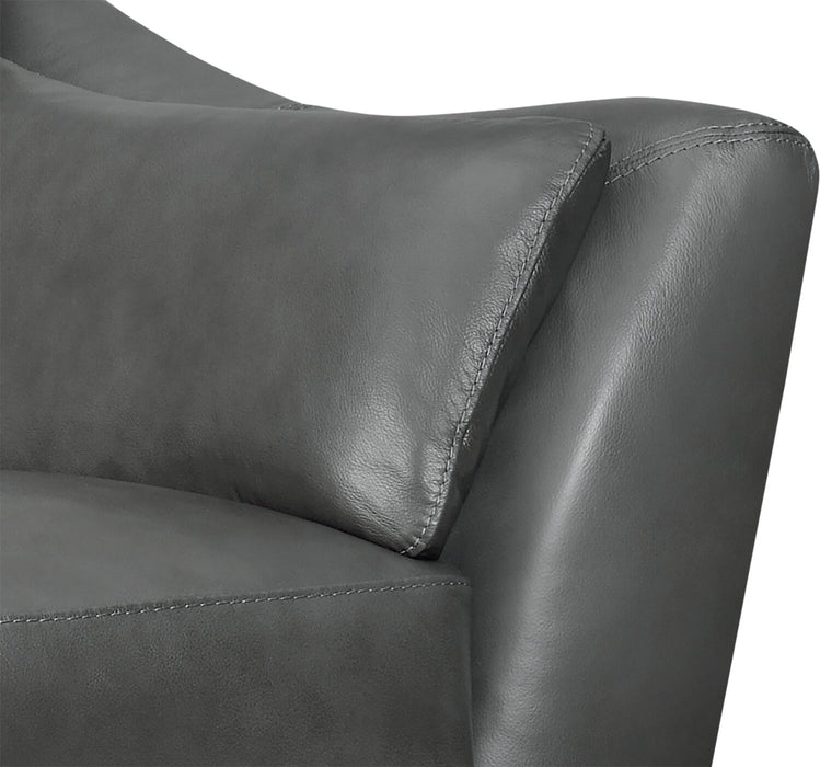 Chateau d'Ax Lusso 69\" 100% Genuine Leather Loveseat with Wood Legs - Charcoal Grey