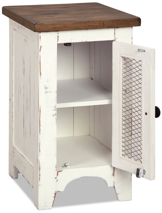 Benjy 14\" Rustic Chairside Table with Storage - Two Tone Wood