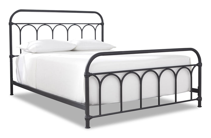 Nora Metal Bed with Headboard & Frame, Black - Queen Size