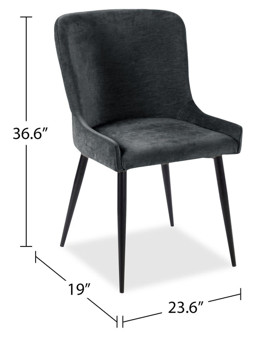 Lexi Dining Chair with Velvet-Look Fabric, Metal - Grey