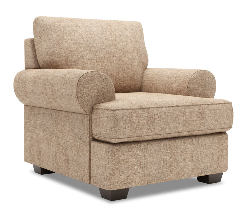 Made in Canada Sofa Lab Customizable Roll 42\" Chenille Fabric Chair with Rolled Arms - Luxury Taupe
