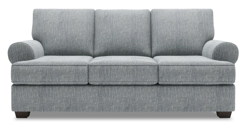 Made in Canada Customizable Sofa Lab Roll 86\" Linen-Look Fabric Sofa Bed with Rolled Arms - Luna Pewter Grey
