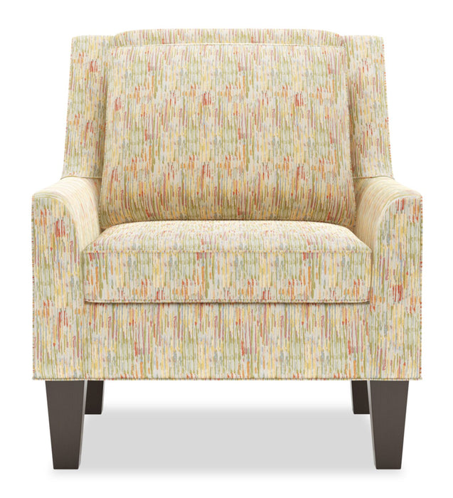 Made in Canada Sofa Lab Customizable Club 29\" Fabric Accent Chair with Wood Legs - Garden Multicolour