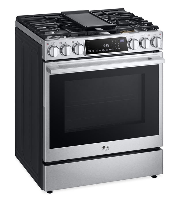 LG Studio 6.3 Cu. Ft. Smart Gas Range with Instaview & Air Fry - Smudge Proof Stainless Steel - LSGS6338F