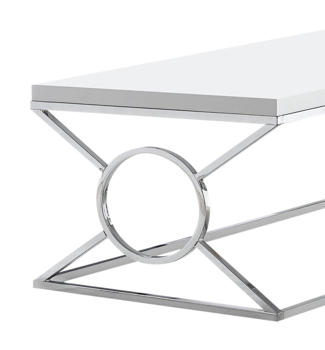 Shea 44\" Glam Coffee Table - White with Chrome Metal Base