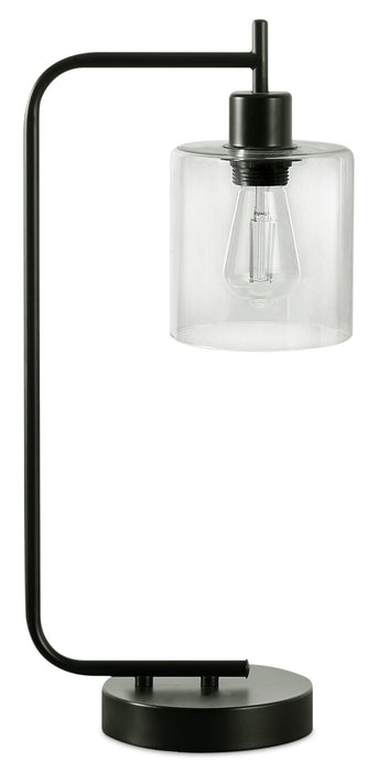20\" Black Metal Table Lamp with USB Charging