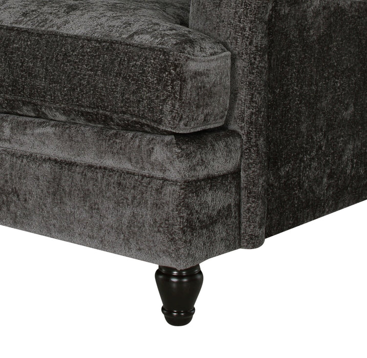 Made in Canada Bellmont 64\" Chenille Fabric Loveseat with Reversible Cushions and Wood Legs - Charcoal Grey