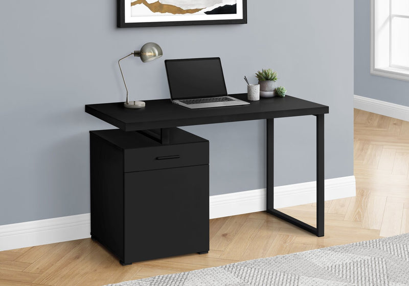 Remi 47.25\" Reversible Office Desk with Drawer & Cabinet - Black