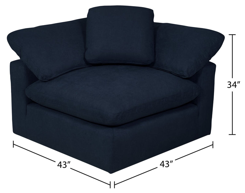 Eclipse Modular 43\" Linen-Look Fabric Corner Chair with Reversible Feather Down Cushions - Navy Blue