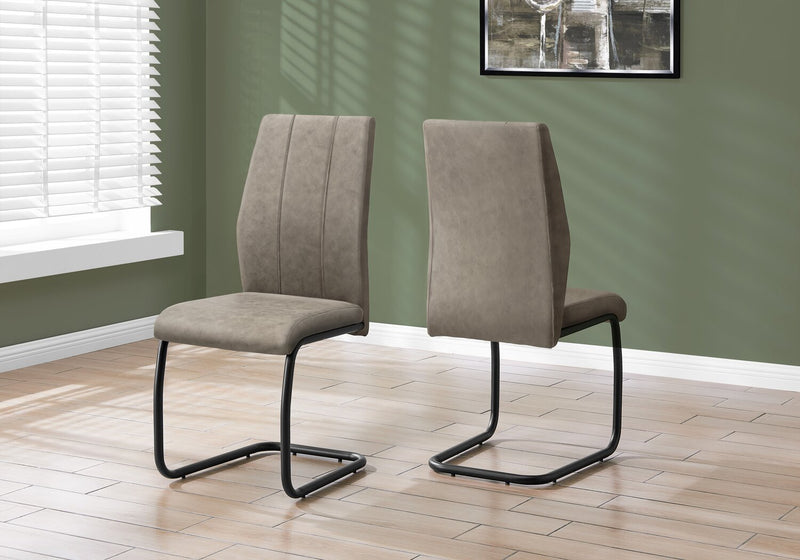 Heath Dining Chair with Vegan-Leather Fabric, Metal - Taupe