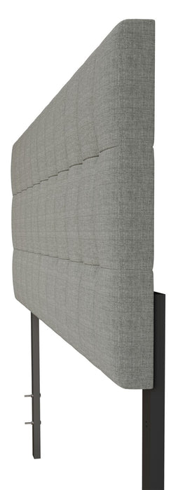 Ellis Upholstered Headboard in Grey Fabric, Button Tufted - Twin Size