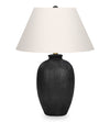 24\" Black Textured Ceramic Table Lamp with Ivory Shade