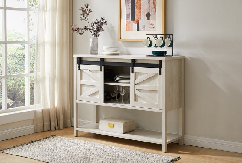 Corbin 47.25\" Accent Cabinet with Sliding Barn Doors - White Oak