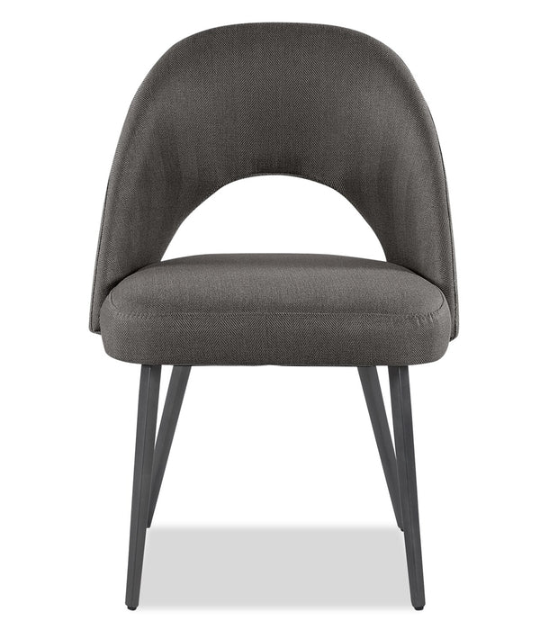 Elijah Dining Chair with Linen-Look Fabric, Metal - Grey
