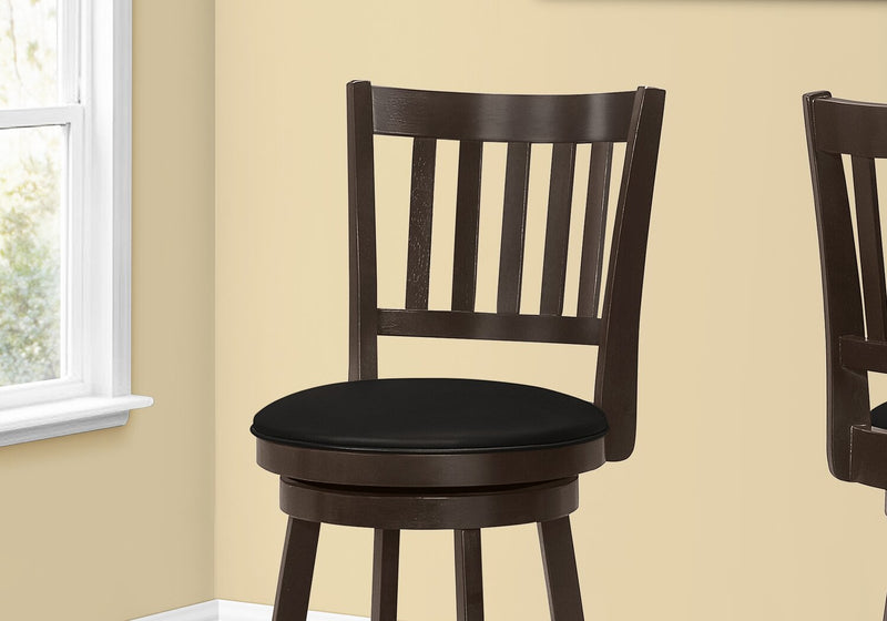 Rory Barstool with Swivel Seat, Vegan Leather Fabric - Brown