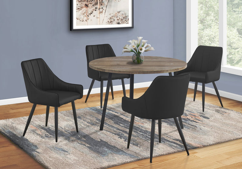 Eliot Dining Chair with Vegan-Leather Fabric, Metal - Black