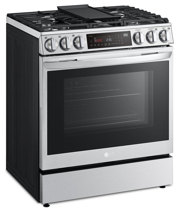 LG 6.3 Cu. Ft. Smart Gas Range with Instaview and ProBake Convection® - Smudge Proof Stainless Steel - LSGL6335F