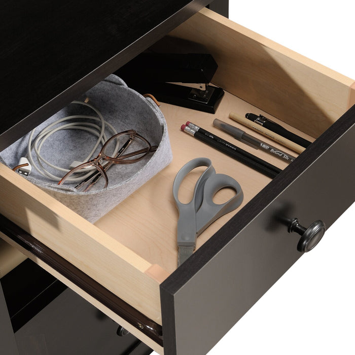 Cayla 59.06\" L-Shaped Office Desk with File Drawer - Estate Black 