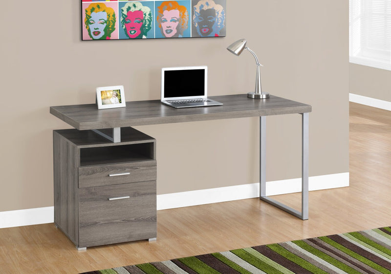 Heather 60\" Adjustable Office Desk with 2-Drawers & Cubbyhole - Dark Taupe