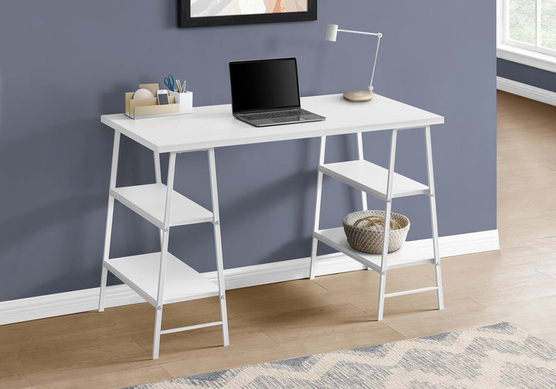 Jonnie 47.25\" Office Desk with Sawhorse-style Legs - White