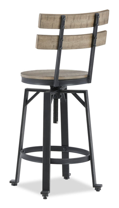 Axel Barstool with Swivel & Adjustable Seat, Slat-Back, Metal - Brown