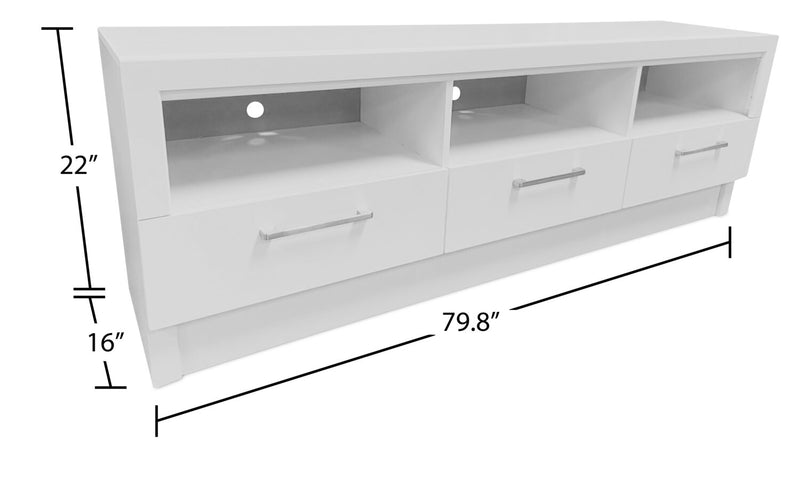 Rio  80\" Modern TV Stand with Storage and Cable Management for TVs up to 90\"- White