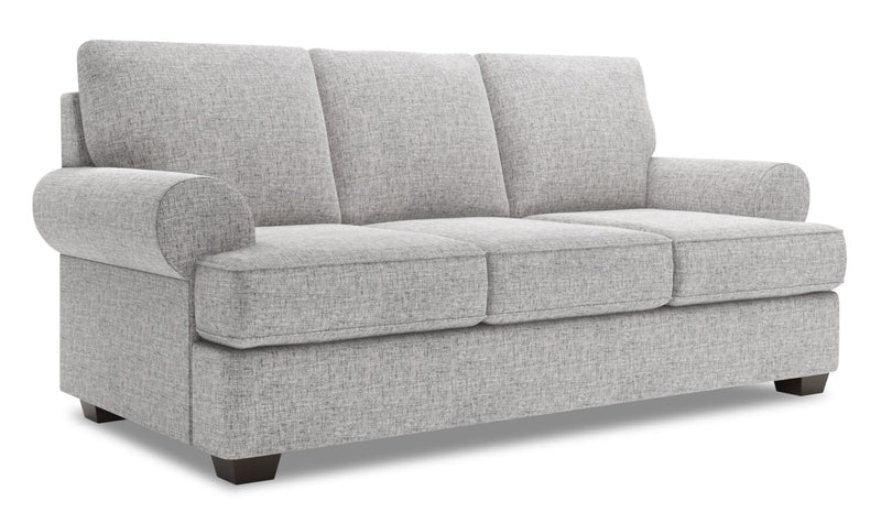 Made in Canada Customizable Sofa Lab Roll 86\" Linen-Look Fabric Sofa with Rolled Arms - Luna Domino Grey