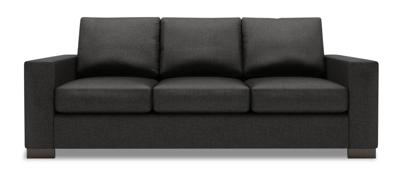 Made in Canada Customizable Sofa Lab Track 85\" Linen-Look Fabric Sofa with Track Arms - Luna Kohl Grey