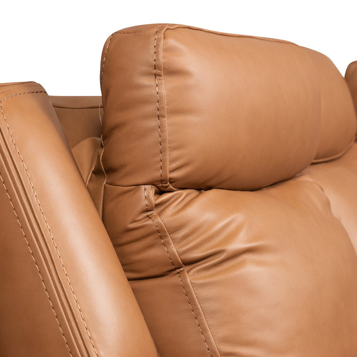 Scott Living Prescott 79\" Genuine Leather Power Reclining Loveseat with Power Headrests - Butternut Brown
