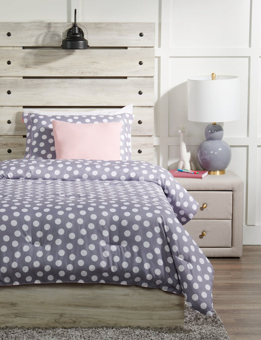 Portia 3-Piece Twin Comforter Set - Grey
