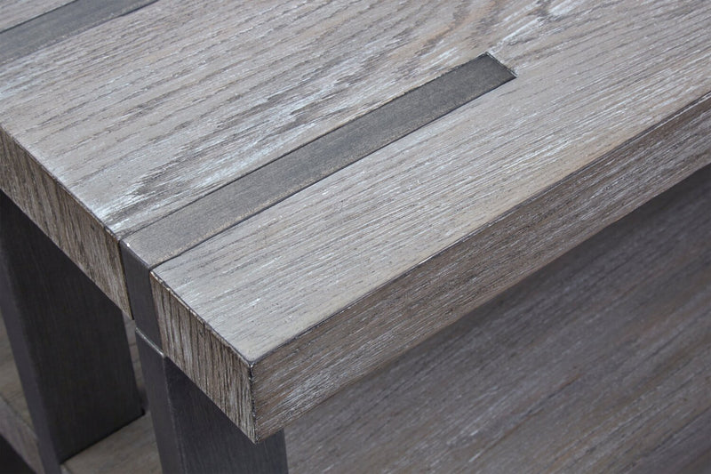 Eldridge 48\" Modern Sofa Table with Shelf - Weathered Grey with Metal and Wood