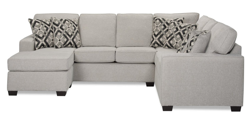 Made in Canada Verona 2-Piece Left-Facing Linen-Look Fabric Sectional with Removable Cushions - Beige