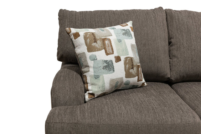 Made in Canada Nofia 3-Piece Right-Facing Chenille Fabric Sectional with  Accent Pillows and Wood Legs - Charcoal Grey