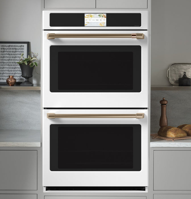 Cafe 30\" 10 Cu. Ft. Electric Double Wall Oven with True European Convection - Matte White - CTD90DP4NW2