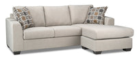 Made in Canada Nina 2-Piece Linen-Look Fabric Reversible Sectional with Accent Pillows - Taupe 