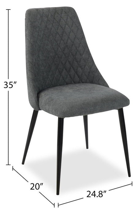 Miya Dining Chair with Polyester Fabric, Metal - Charcoal