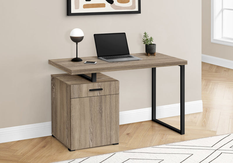 Remi 47.25\" Reversible Office Desk with Drawer & Cabinet - Taupe