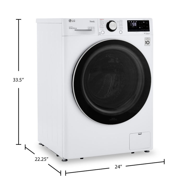 LG 24\" 2.6 Cu. Ft. Smart Front-Load High-Efficiency Steam Washer - White - Stackable - WM1455HWA