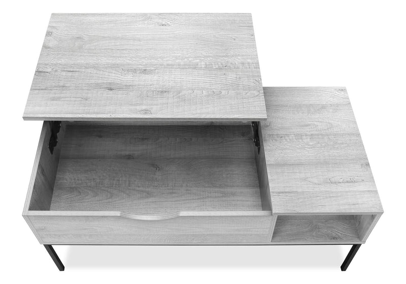 Bence 42\" Modern Lift Top Coffee Table with Storage - Taupe with Black Metal Legs
