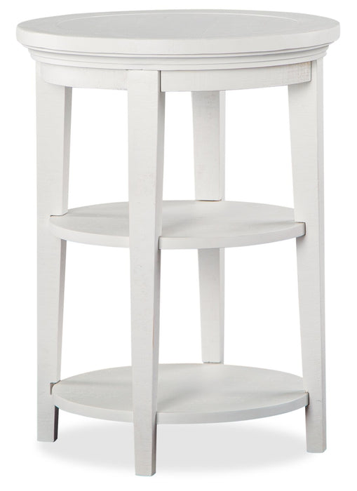 Heron Cove 18\" Traditional Round End Table with Shelf - White Pine