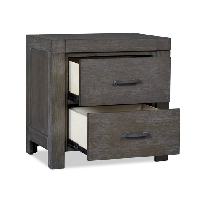 Koda Bedside 2-Drawer Nightstand, 23.7\"W x 23.7\"H, Acacia Wood - Grey