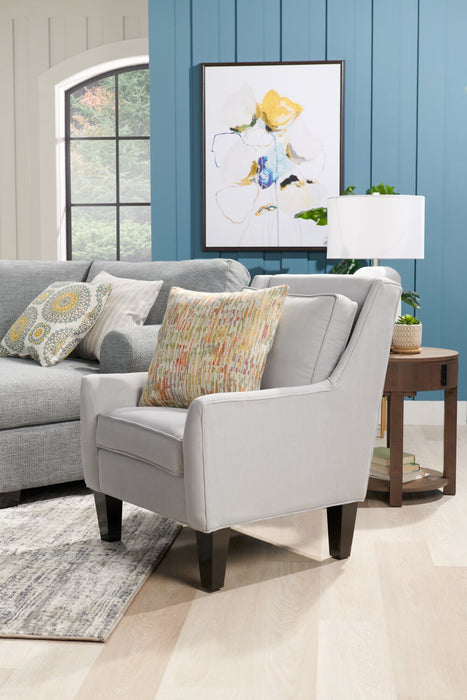 Made in Canada Sofa Lab Customizable Club 29\" Linen-Look Fabric Accent Chair with Wood Legs - Pax Ice White