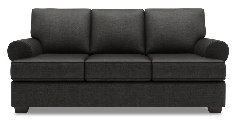 Made in Canada Customizable Sofa Lab Roll 86\" Linen-Look Fabric Sofa Bed with Rolled Arms - Luna Kohl Grey