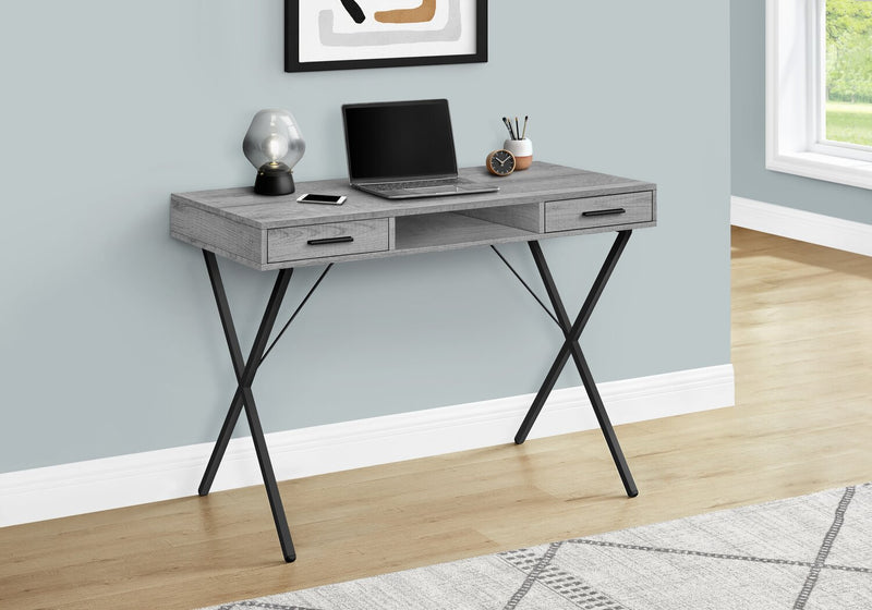 Rowan 42\" Office Desk with 2-Drawers & Cubbyhole - Grey
