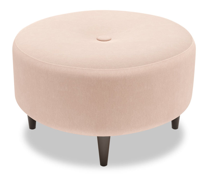 Made in Canada Customizable Sofa Lab The Curve 31\" Linen-Look Fabric Ottoman - Pax Rose Pink