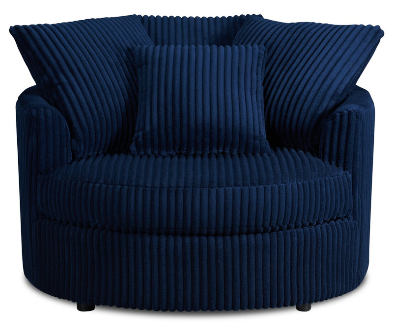Made in Canada Grande 48\" Chenille Fabric Cuddler Accent Chair - Groove Midnight Blue