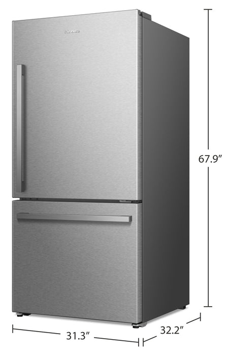 Hisense 31.3\" 22.3 Cu. Ft. Bottom-Mount Refrigerator - Stainless Steel - RB22A2FSE