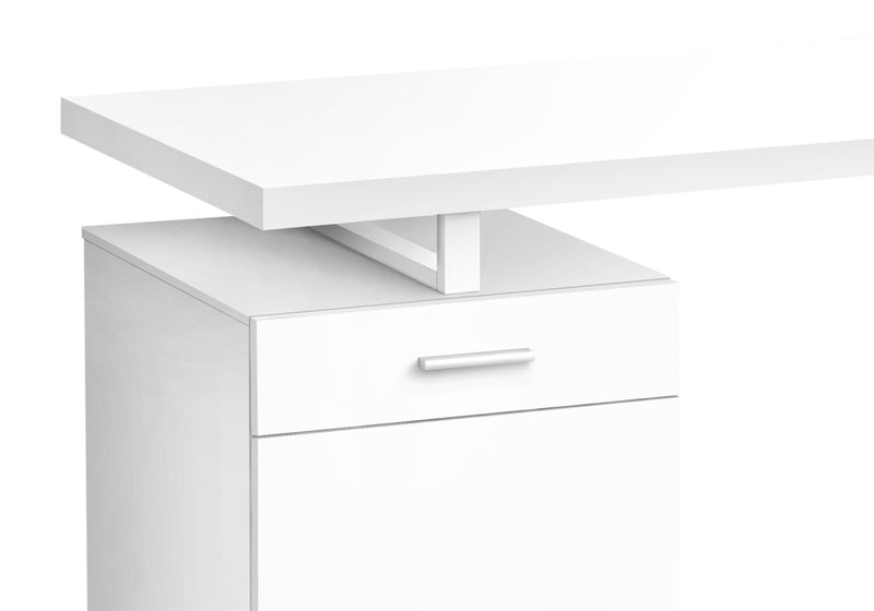 Remi 47.25\" Reversible Office Desk with Drawer & Cabinet - White