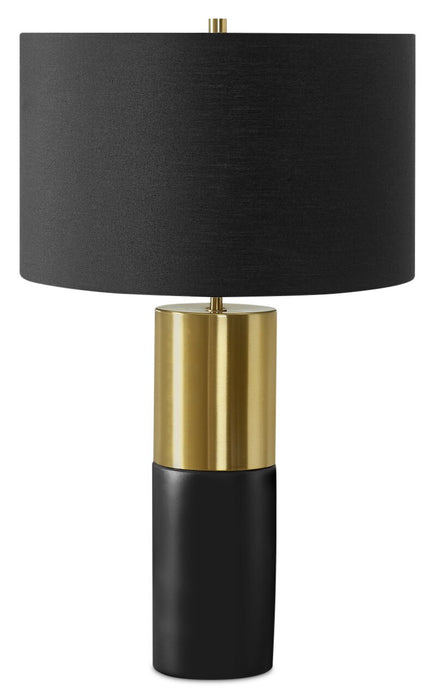 25\" Black and Gold with Drum Shade Table Lamp