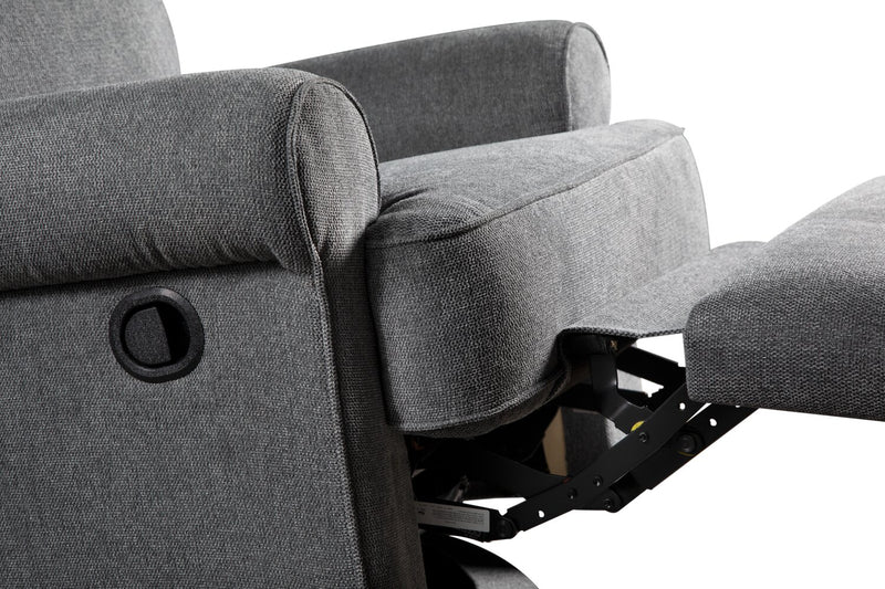 Bevin 34.4\" Grey Chenille Fabric Swivel Glider Reclining Chair